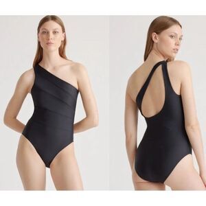 Quince Black Italian One Shoulder One-Piece Swimsuit Size 6 NWT